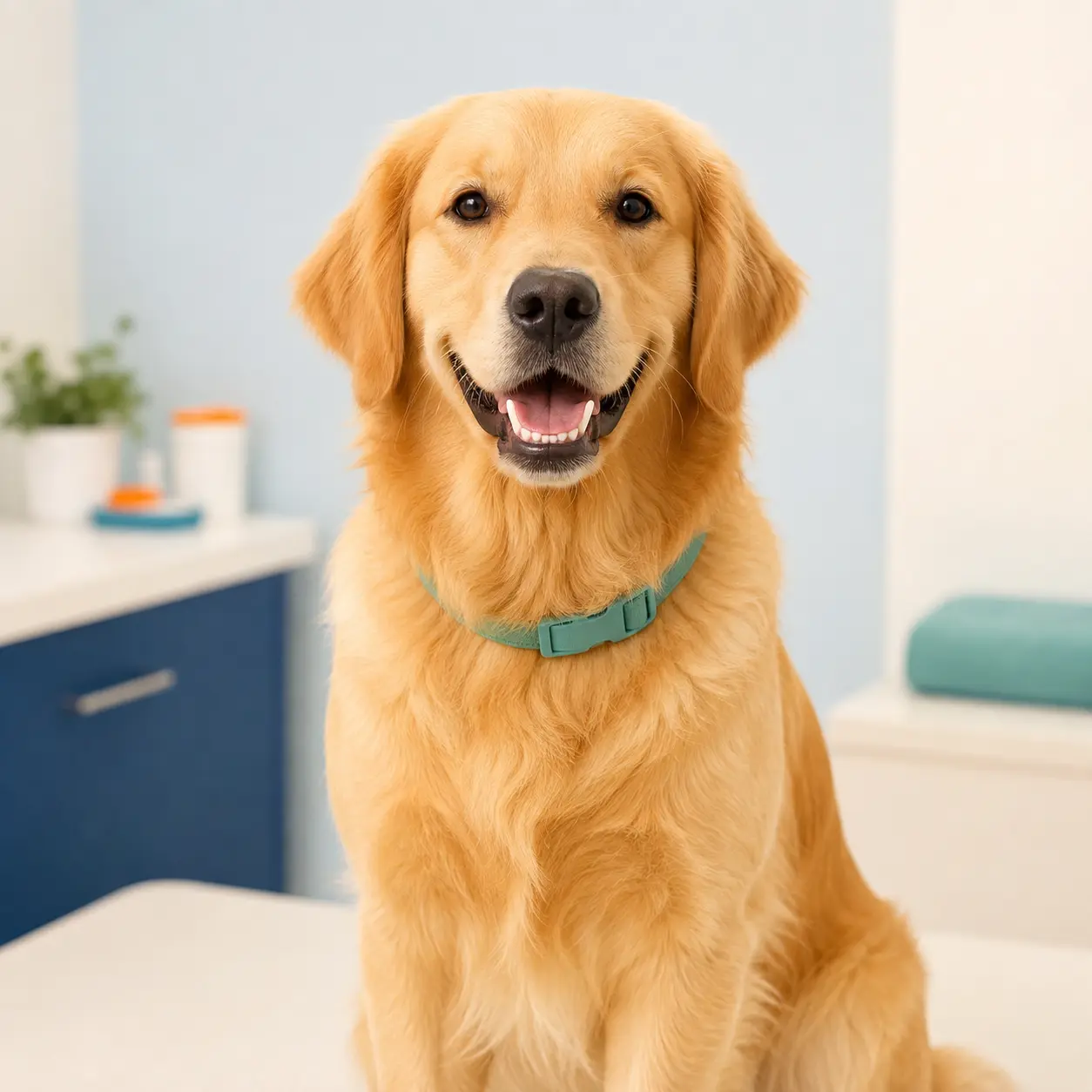 A dog with a clean, healthy smile after dental scaling at Petbook Veterinary Clinic Dubai