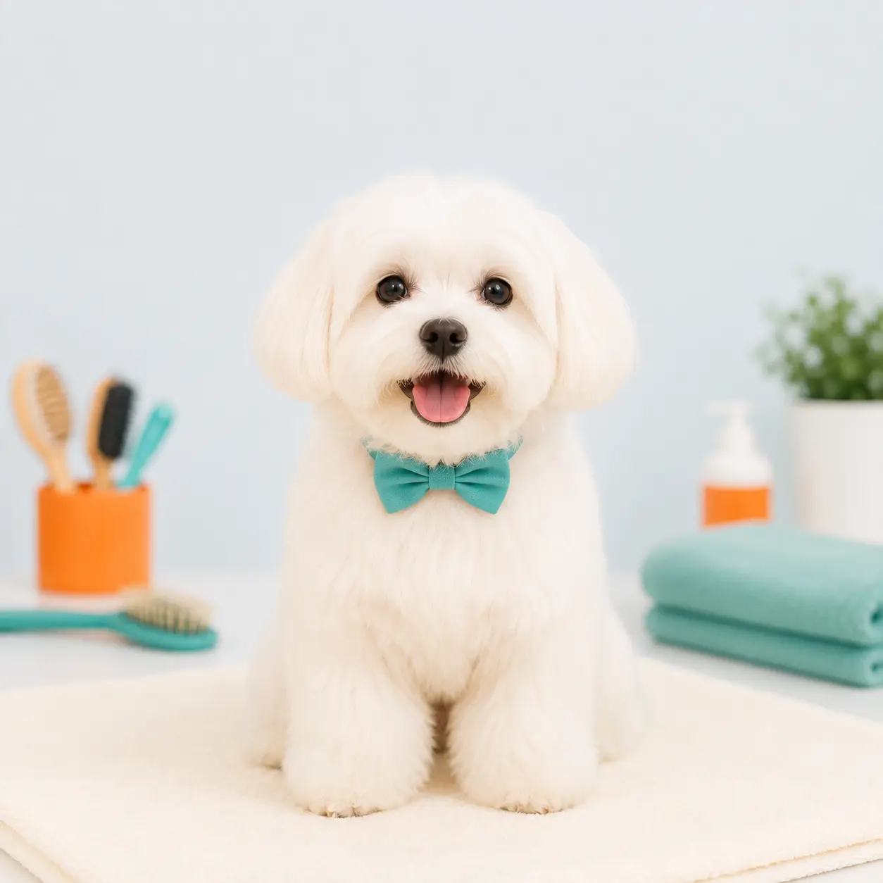 A freshly groomed small dog at Petbook Veterinary Clinic in Al Quoz, Dubai
